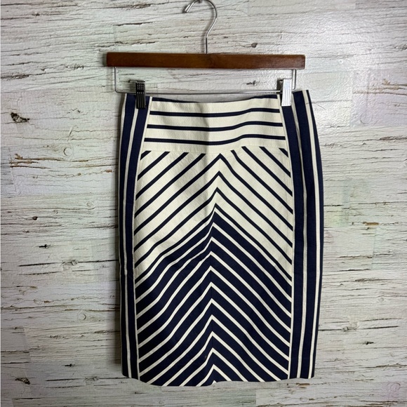 J. Crew Dresses & Skirts - J. Crew Navy and Cream Striped Pencil Skirt size 2